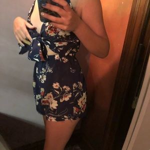 romwe- floral tie front romper